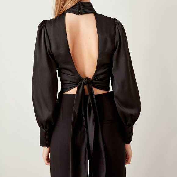 🆕 BLACK SATIN NERVUR DETAILED BLOUSE - Picture 6 of 8